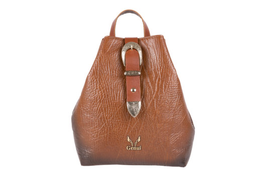 POUCH BACKPACK WITH VINTAGE BUCKLE - TAN