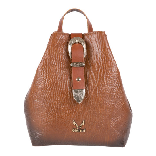 POUCH BACKPACK WITH VINTAGE BUCKLE - TAN