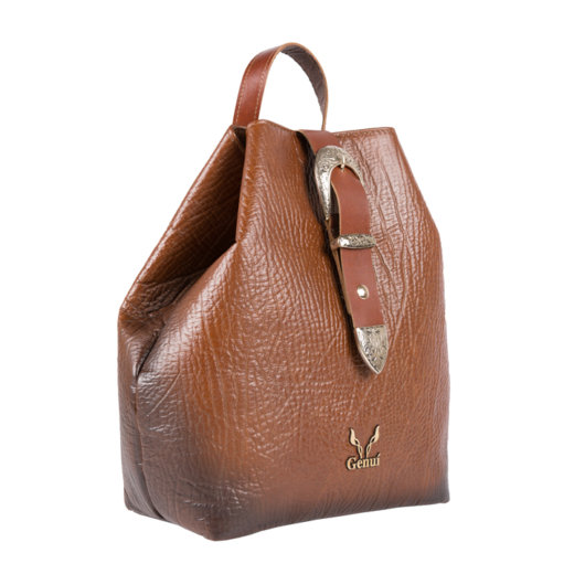 POUCH BACKPACK WITH VINTAGE BUCKLE - TAN