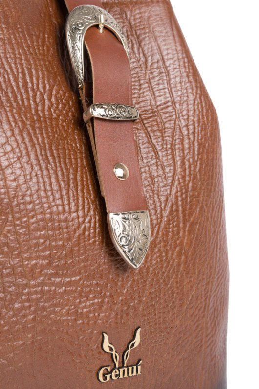 POUCH BACKPACK WITH VINTAGE BUCKLE - TAN