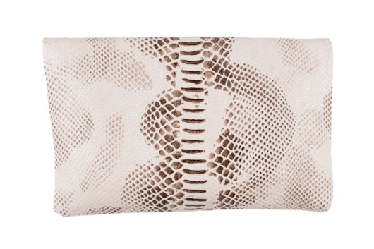 PULL UP IN TAN-WHITE PYTHON CLUTCH