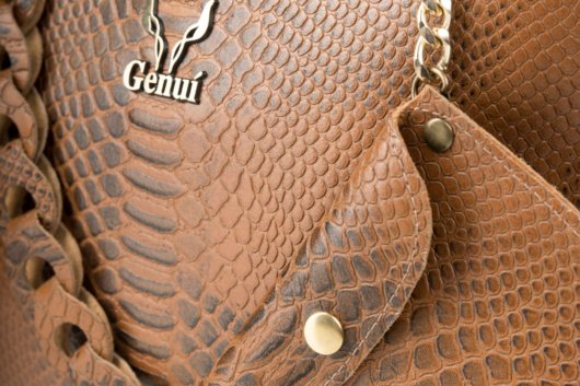 PYTHON EFFECT SHOULDER BAG IN TAN "MEDIUM"