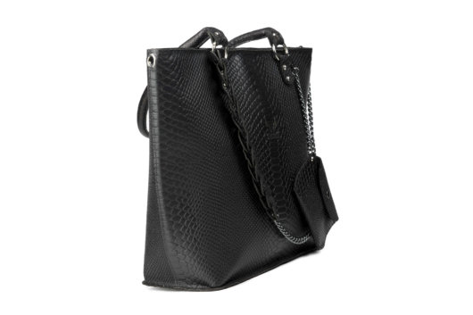 PYTHON EFFECT SHOULDER BAG IN BLACK "LARGE"