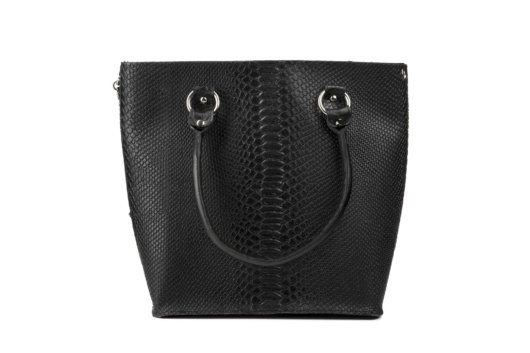 PYTHON EFFECT SHOULDER BAG IN BLACK "MEDIUM"