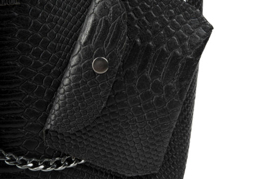 PYTHON EFFECT SHOULDER BAG IN BLACK "MEDIUM"