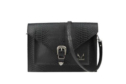 PYTHON EFFECT VINTAGE CLUTCH BAG IN BLACK