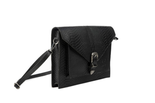 PYTHON EFFECT VINTAGE CLUTCH BAG IN BLACK