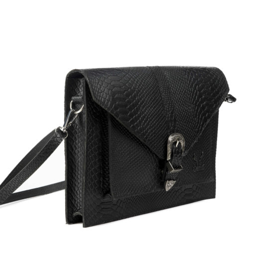 PYTHON EFFECT VINTAGE CLUTCH BAG IN BLACK