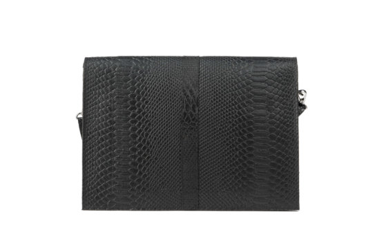 PYTHON EFFECT VINTAGE CLUTCH BAG IN BLACK