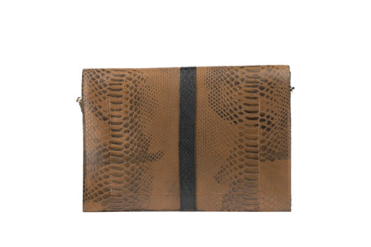 PYTHON EFFECT VINTAGE CLUTCH BAG IN TAN