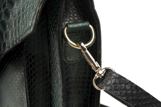 PYTHON EFFECT VINTAGE CLUTCH BAG IN DARK GREEN