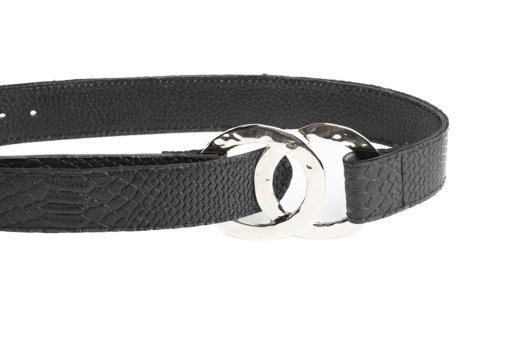 LEATHER BELT WITH NICKEL BUCKLE AND DOUBLE RING