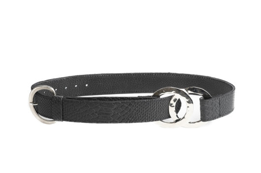 LEATHER BELT WITH NICKEL BUCKLE AND DOUBLE RING