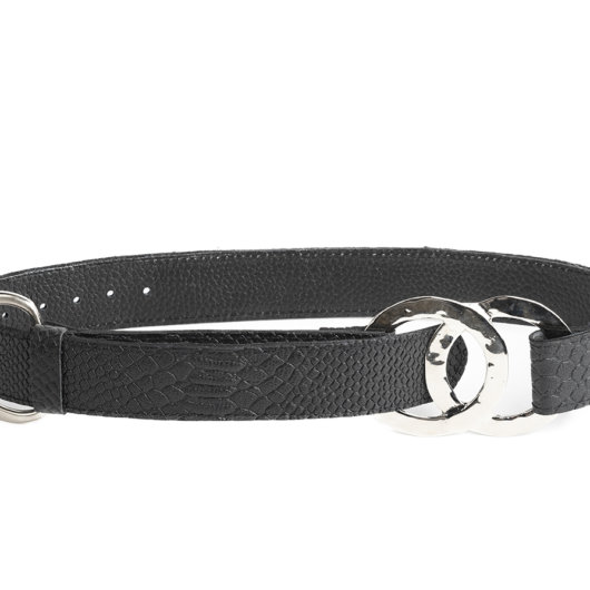 LEATHER BELT WITH NICKEL BUCKLE AND DOUBLE RING