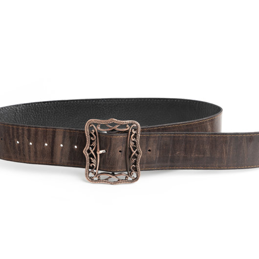 VINTAGE LEATHER BELT IN BROWN (ROSE GOLD)