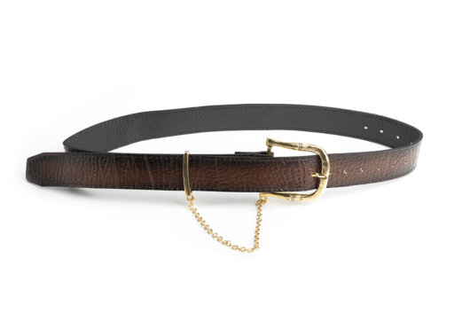 LEATHER BELT WITH BROWN CHAIN (GOLD)