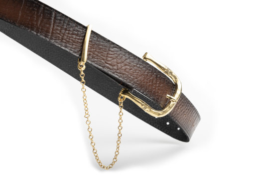 LEATHER BELT WITH BROWN CHAIN (GOLD)