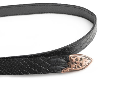 VINTAGE LEATHER BELT IN BLACK (ROSE GOLD)