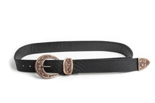 STRASS DETAILED VINTAGE LEATHER BELT (ROSE GOLD)