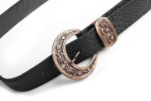 STRASS DETAILED VINTAGE LEATHER BELT (ROSE GOLD)