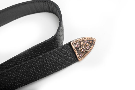 STRASS DETAILED VINTAGE LEATHER BELT (ROSE GOLD)