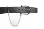 BLACK LEATHER BELT WITH CHAIN (NICKEL HARDWARE)