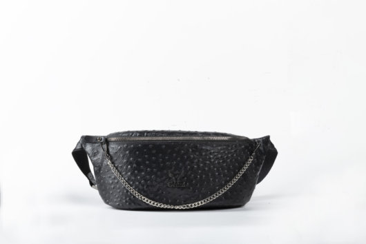 OSTRICH EFFECT BELT BAG IN BLACK