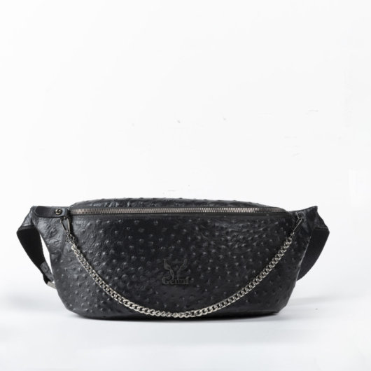 OSTRICH EFFECT BELT BAG IN BLACK