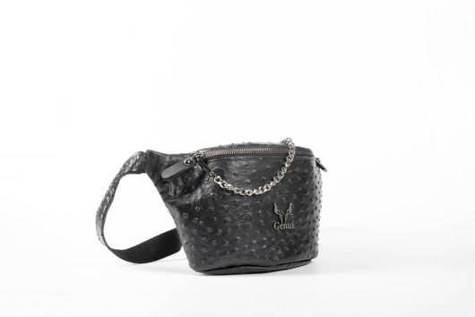 OSTRICH EFFECT BELT BAG IN BLACK