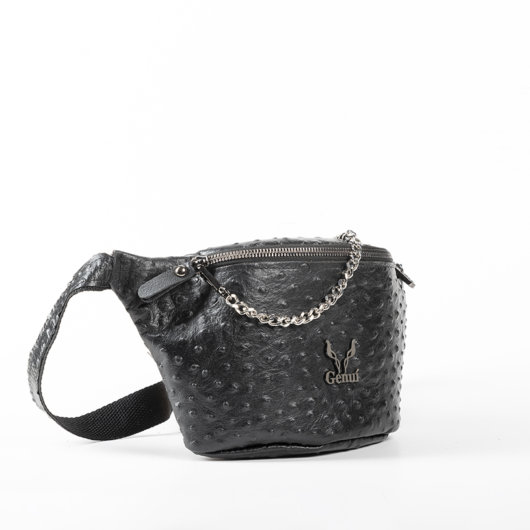 OSTRICH EFFECT BELT BAG IN BLACK