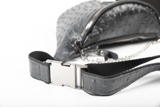 OSTRICH EFFECT BELT BAG IN BLACK