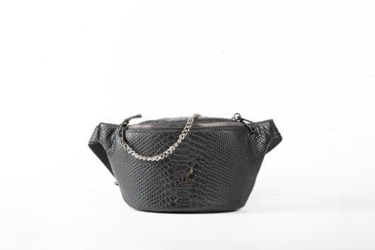 PYTHON EFFECT BELT BAG IN BLACK