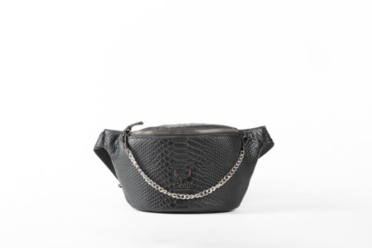 PYTHON EFFECT BELT BAG IN BLACK