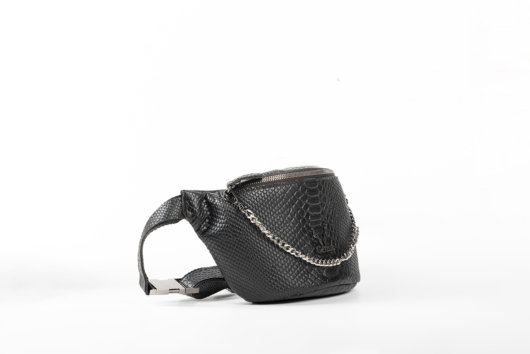 PYTHON EFFECT BELT BAG IN BLACK