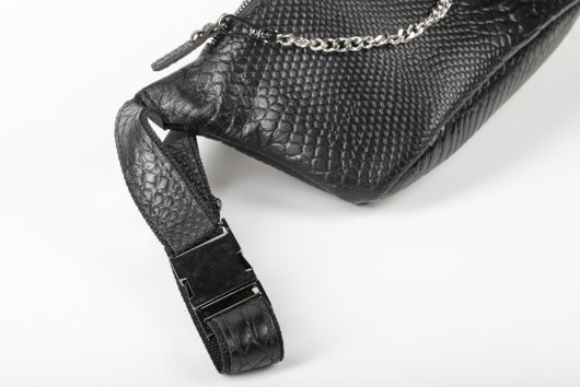 PYTHON EFFECT BELT BAG IN BLACK "LARGE"