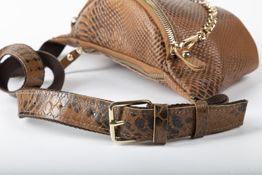 PYTHON EFFECT BELT BAG IN TAN