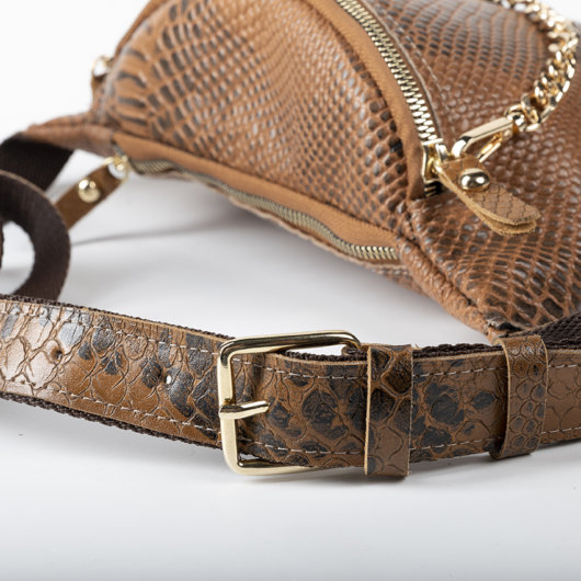 PYTHON EFFECT BELT BAG IN TAN