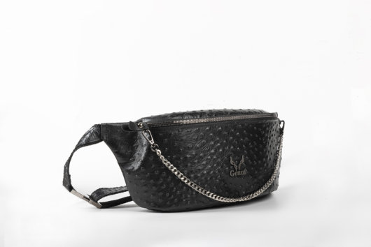 OSTRICH EFFECT BELT BAG IN BLACK