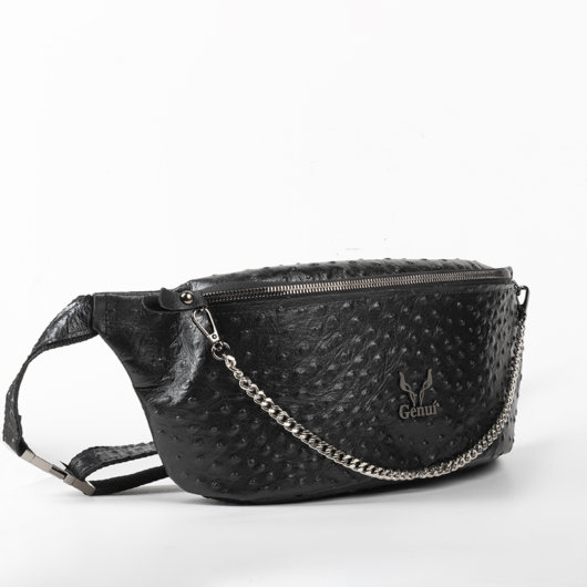 OSTRICH EFFECT BELT BAG IN BLACK