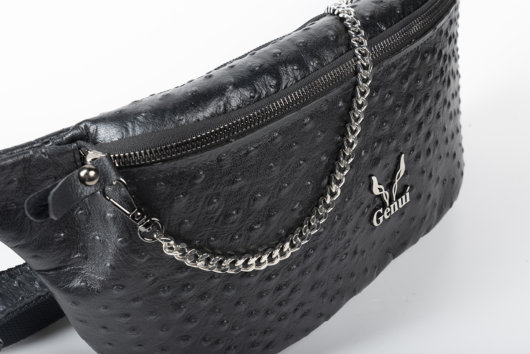 OSTRICH EFFECT BELT BAG IN BLACK