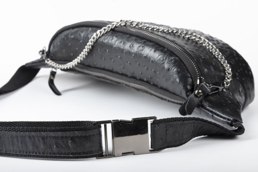 OSTRICH EFFECT BELT BAG IN BLACK