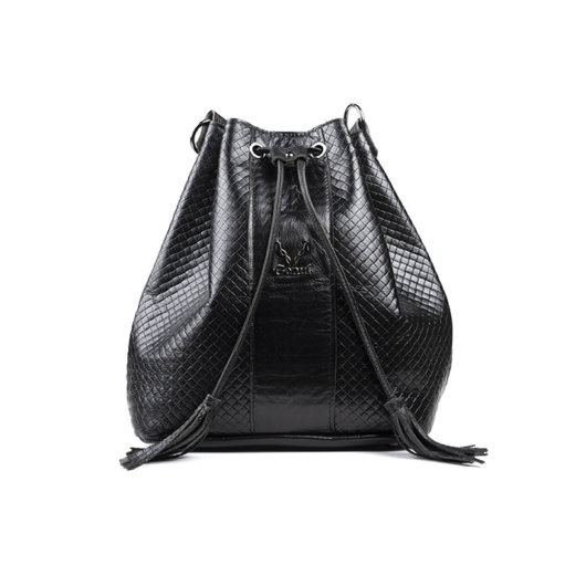 3 IN 1 STRAW EFFECT BUCKET BAG IN BLACK