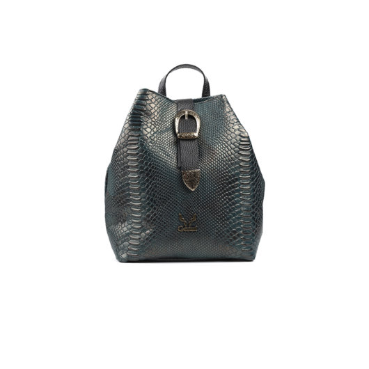 VINTAGE BUCKLE BACKPACK IN DARK GREEN