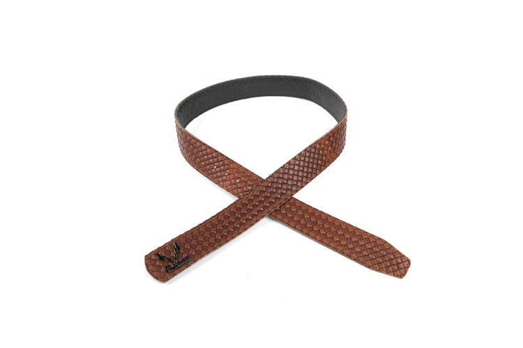 STRAW EFFECT LOGO BELT IN TAN (NICKEL HARDWARE)