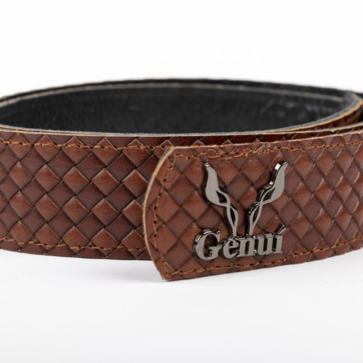 STRAW EFFECT LOGO BELT IN TAN (NICKEL HARDWARE)