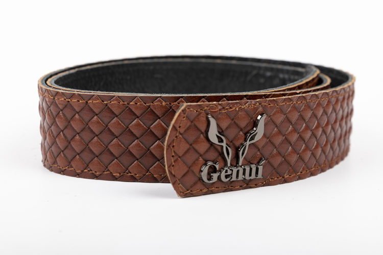 STRAW EFFECT LOGO BELT IN TAN (NICKEL HARDWARE)