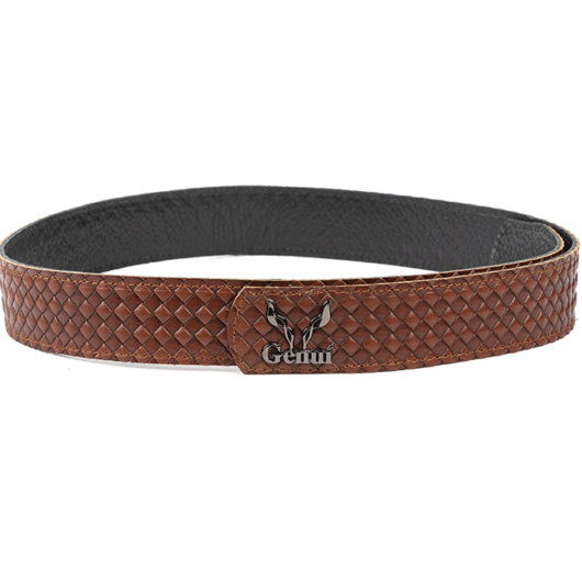 STRAW EFFECT LOGO BELT IN TAN (NICKEL HARDWARE)