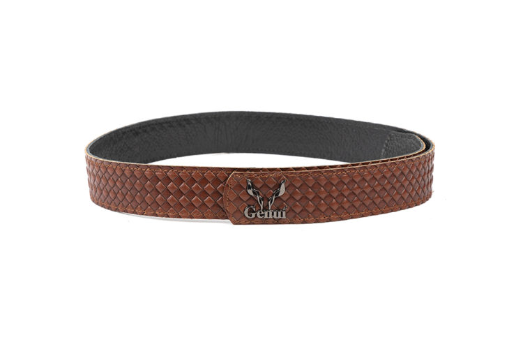 STRAW EFFECT LOGO BELT IN TAN (NICKEL HARDWARE)
