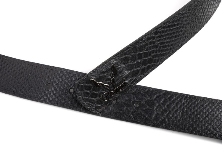 BLACK LEATHER LOGO BELT (NICKEL HARDWARE)