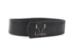BLACK LEATHER LOGO BELT (NICKEL HARDWARE)